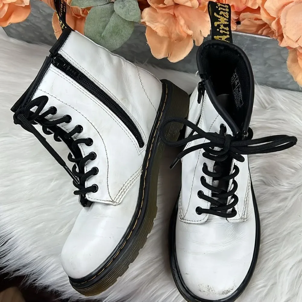 Doc Martens 1460J Combat Boots Youth Size 2 Lace Up Side Zip